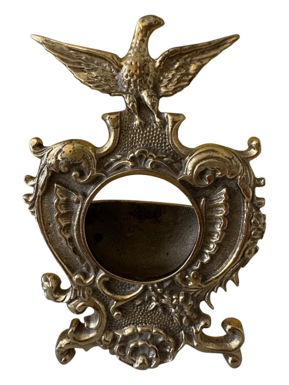 Vintage Brass Patriotic Eagle Pocket Watch Holder Desk Display Stand